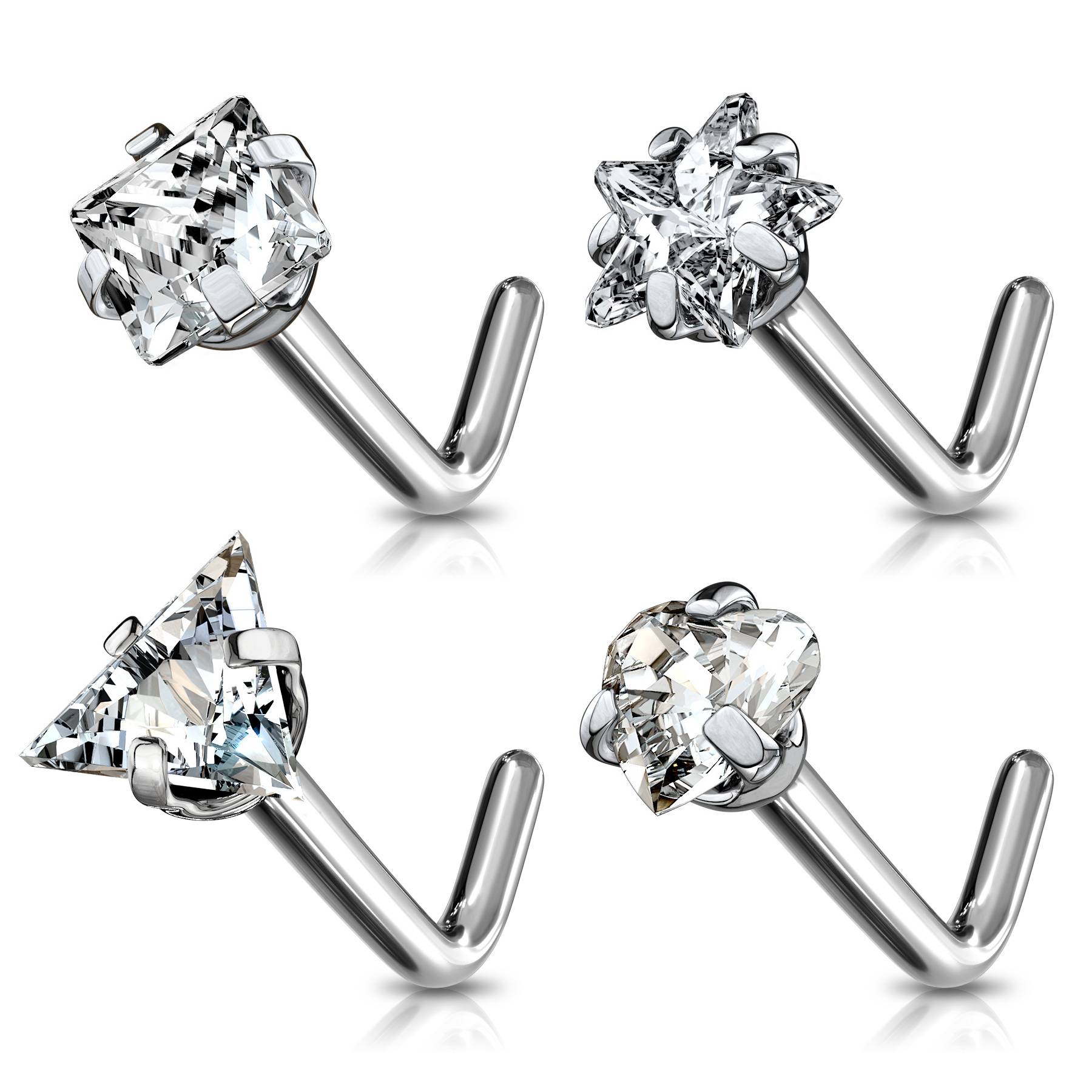 Kolczyk do nosa z tytanu o różnych kamiennych wzorach