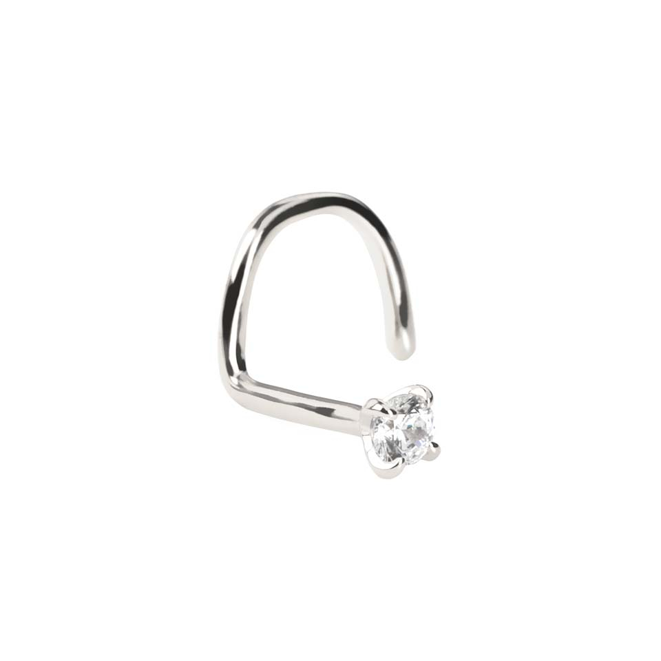 Zakręcony kolczyk do nosa z 14-karatowego złota z kamieniem