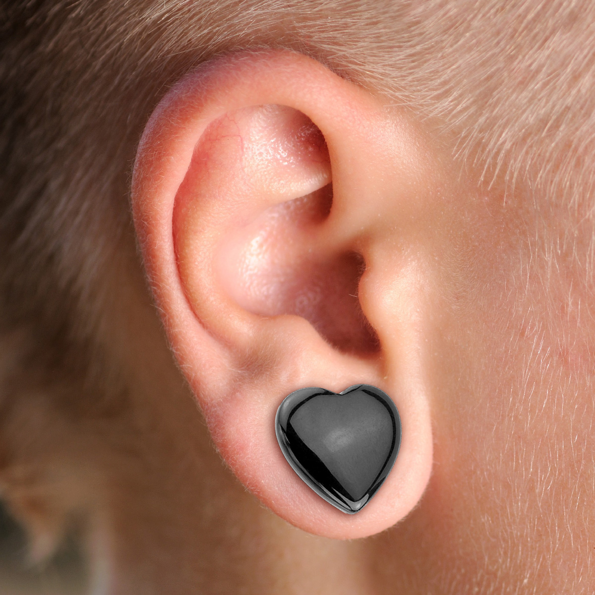 Plug w kształcie serca z czarnego onyksu