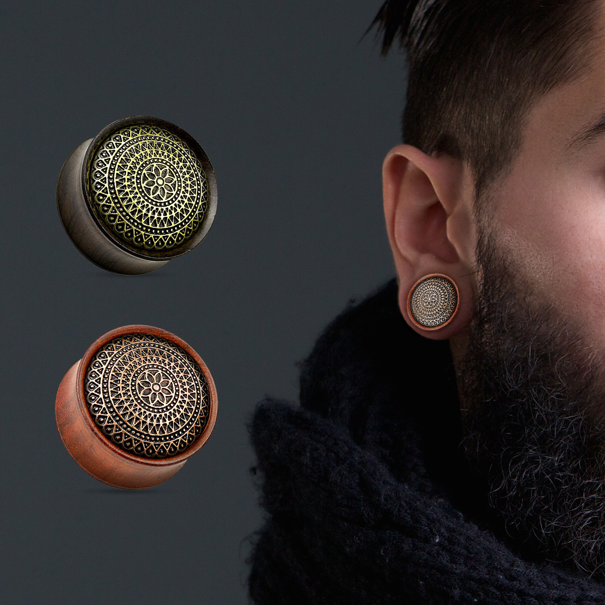 Drewniany plug w drobne wzory