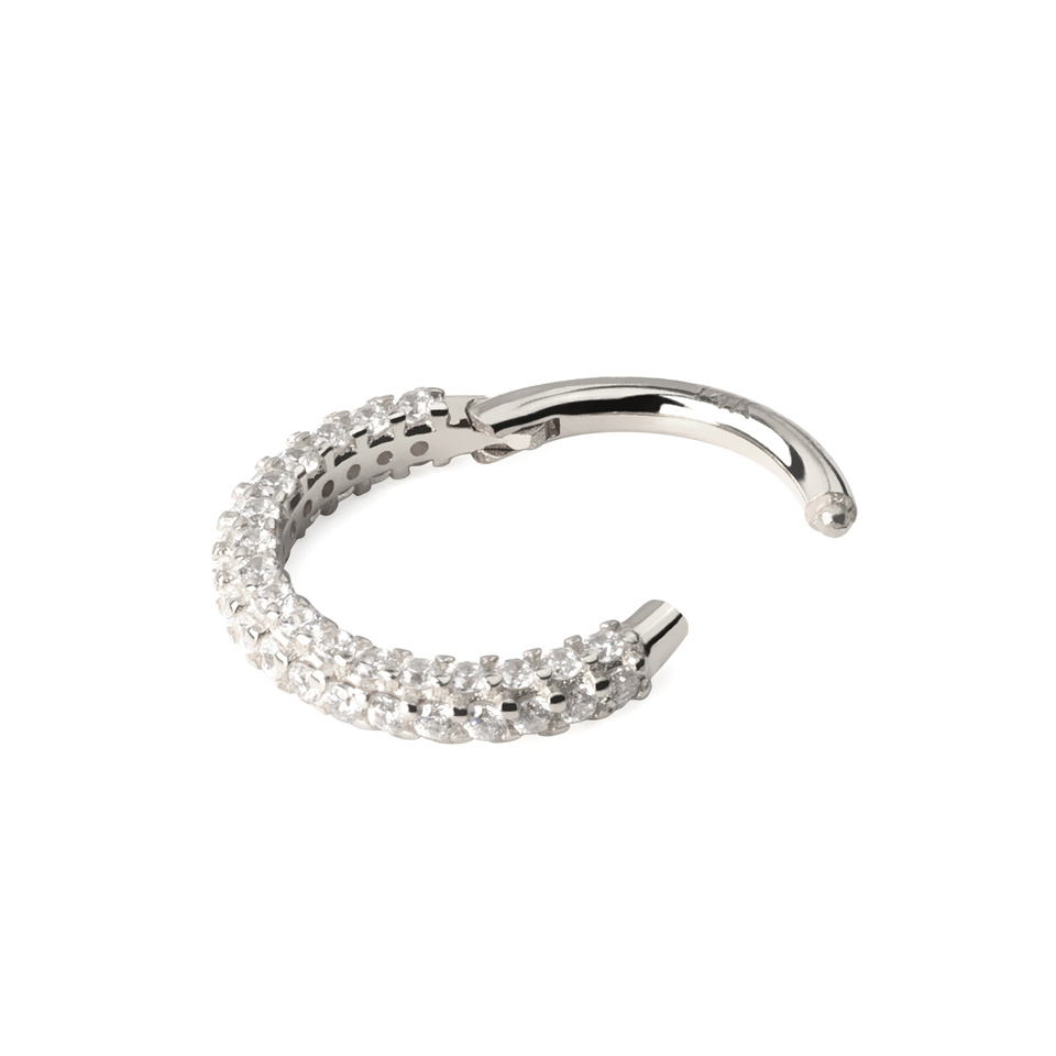 14K złote kółko z zawiasem zdobione kostką brukową z cyrkonu