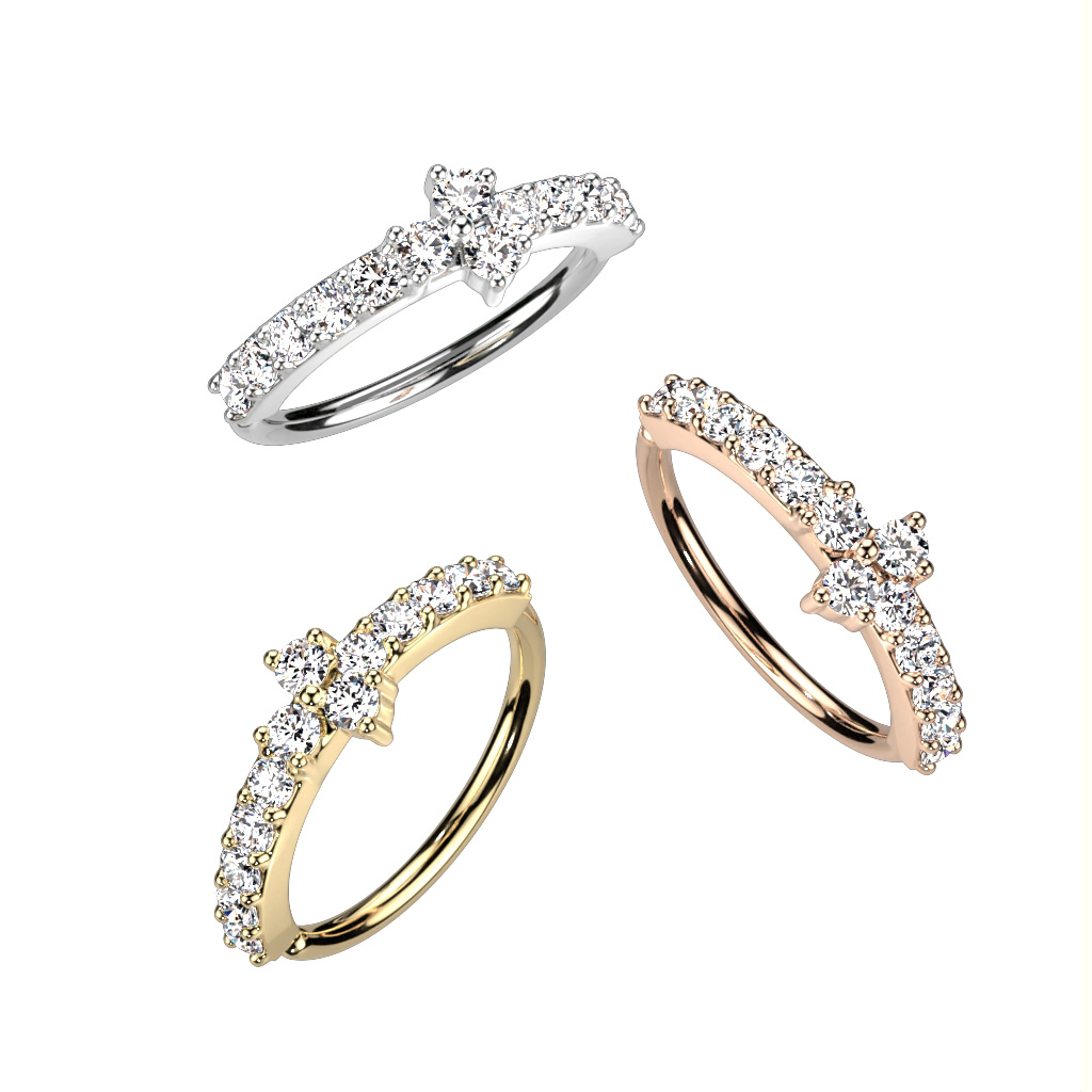 Skręcane kółko zdobione kostką brukową i trójkątnym kamieniem centralnym