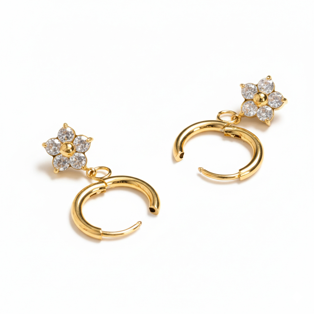 Para obręczy z zawieszkami w formie kwiatów